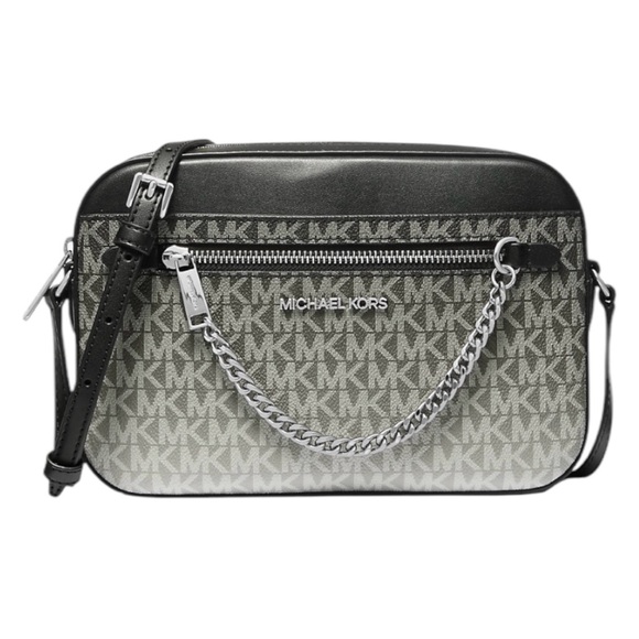 Michael Kors NWT Black and Gray Signature Ombré Jet Set Convertible Crossbody - Picture 1 of 11